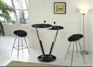 Twist Bar Table with Two(2) Bar Stools - Black - Bar Furniture